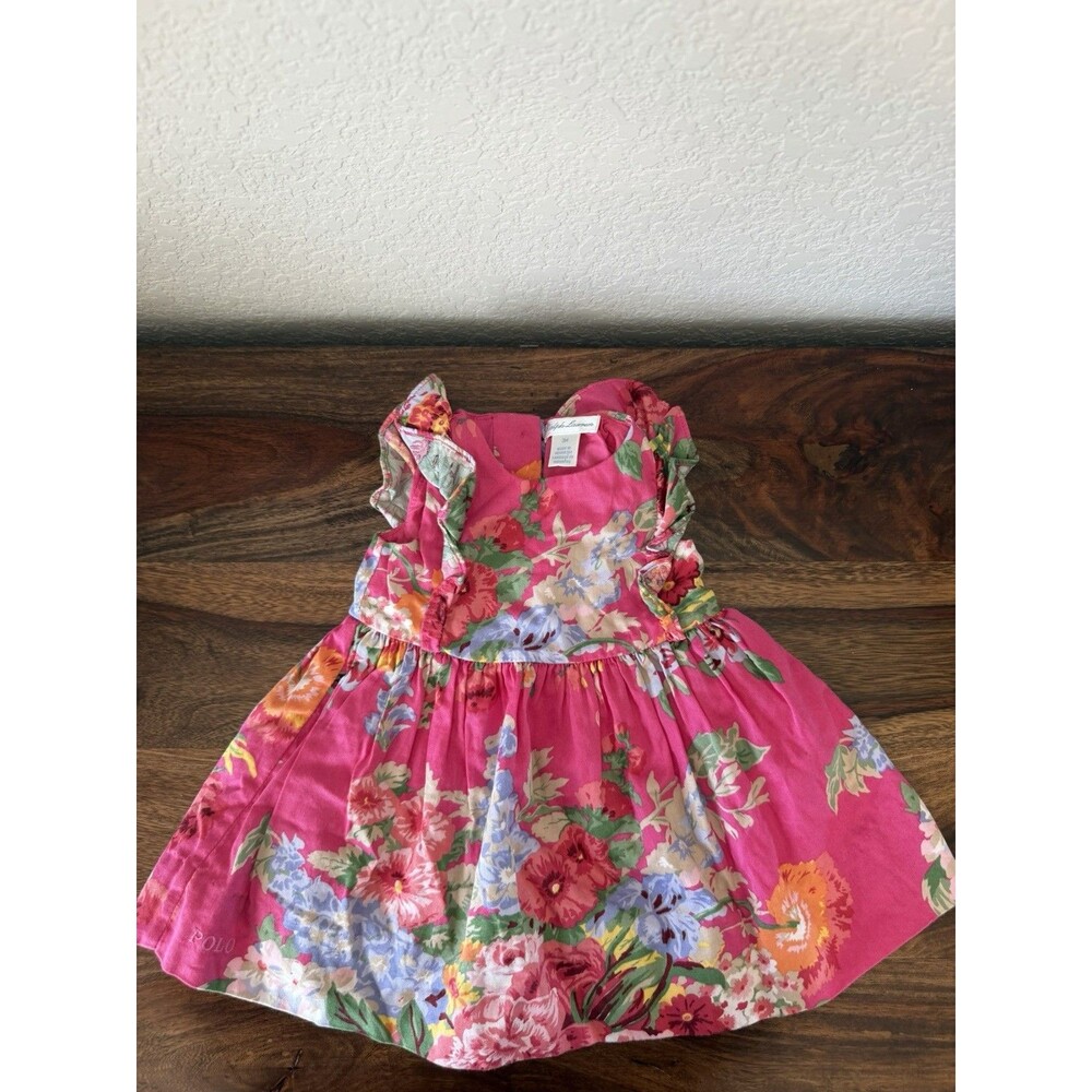 polo ralph lauren pink floral dress baby girls 3 months
